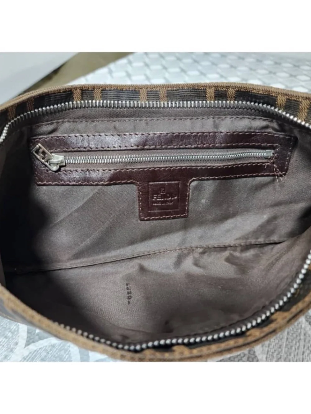 Authentic FENDI Zucca Shoulder Bag Brown